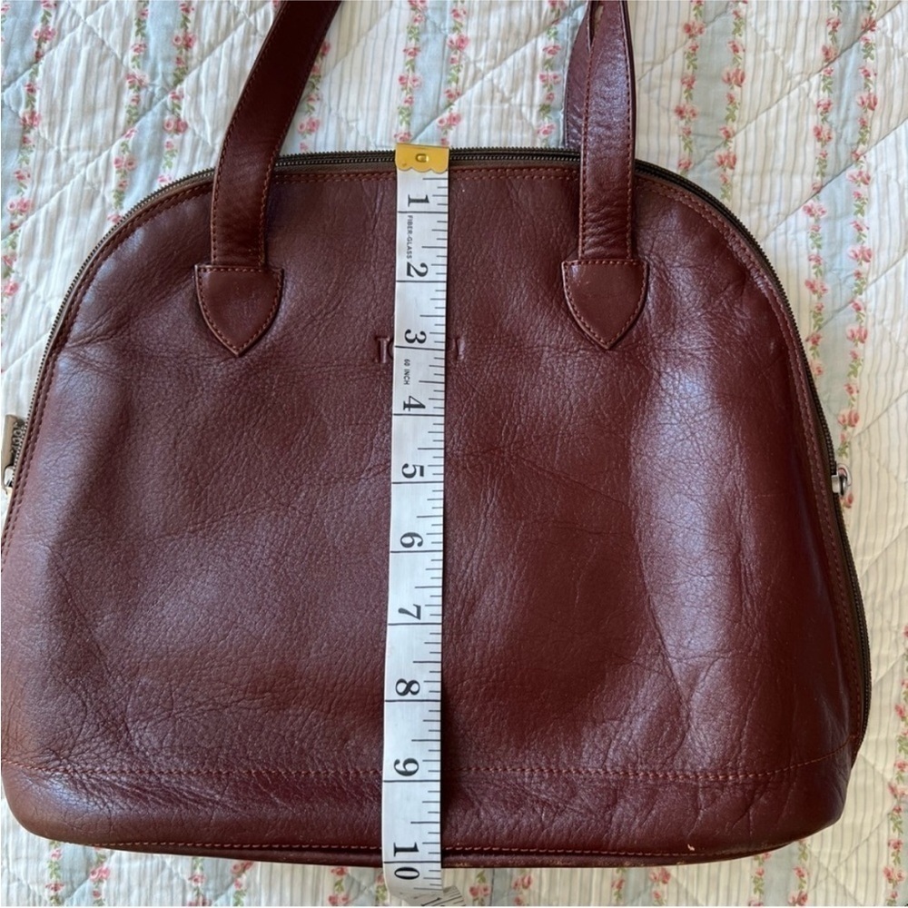 Vintage JOOP Brown Leather Shoulder Bag Full Zip Silver Hardware - Picture 9 of 15